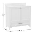 36 Inch Bathroom Vanity with Undermount Sink Cabinet and Drawer in White