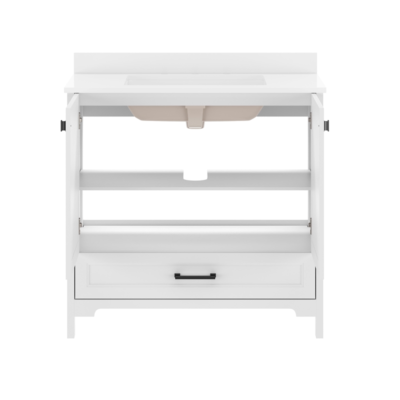 36 Inch Bathroom Vanity with Undermount Sink Cabinet and Drawer in White