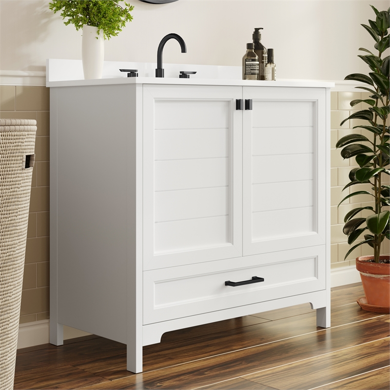 36 Inch Bathroom Vanity with Undermount Sink Cabinet and Drawer in White