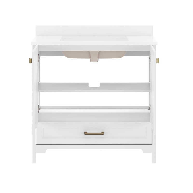 36 Inch Bathroom Vanity with Undermount Sink Cabinet and Drawer in White