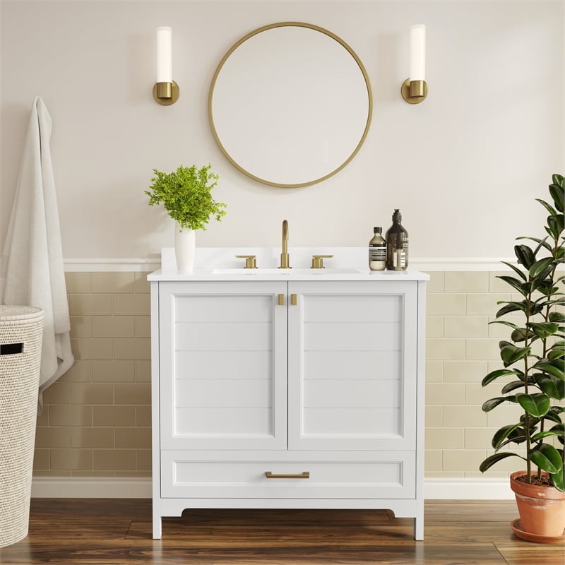 36 Inch Bathroom Vanity with Undermount Sink Cabinet and Drawer in White
