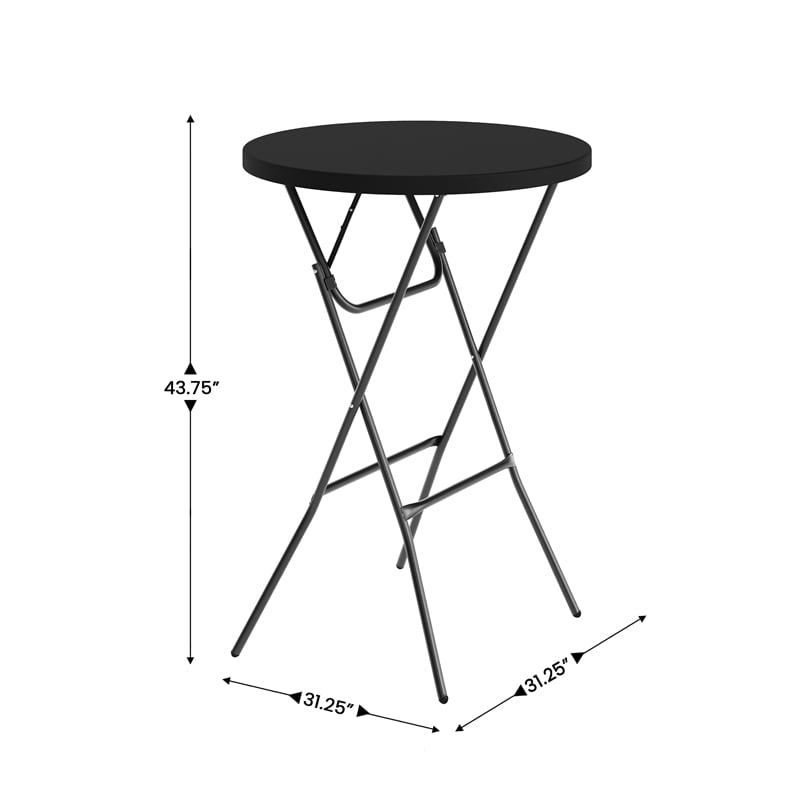 2.6-Foot Round Plastic Bar Height Folding Event Table in Black