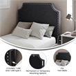 Contoured Twin Headboard with 2 Power Outlets 1 USB and 1 USB-C Port in Gray