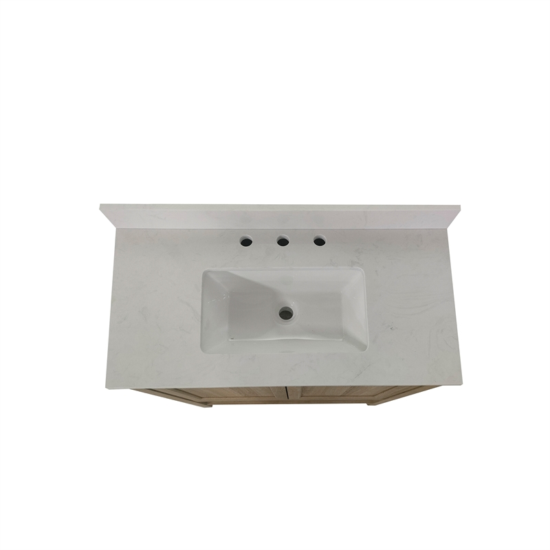 36 Inch Bathroom Vanity with Undermount Sink and Open Storage Shelf in Brown