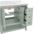 36 Inch Bathroom Vanity with Sink Open Storage and Storage Drawers in Sage