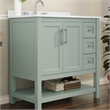 36 Inch Bathroom Vanity with Sink Open Storage and Storage Drawers in Sage