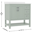 36 Inch Bathroom Vanity with Sink Open Storage and Storage Drawers in Sage