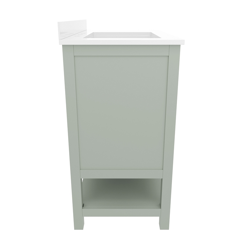 36 Inch Bathroom Vanity with Sink Open Storage and Storage Drawers in Sage