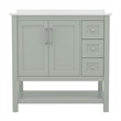 36 Inch Bathroom Vanity with Sink Open Storage and Storage Drawers in Sage
