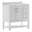 36 Inch Bathroom Vanity with Sink Open Storage and Storage Drawers in White