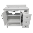 36 Inch Bathroom Vanity with Sink Open Storage and Storage Drawers in White