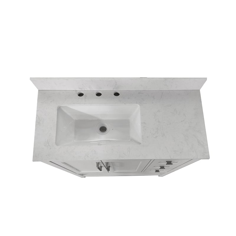 36 Inch Bathroom Vanity with Sink Open Storage and Storage Drawers in White