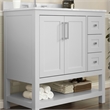 36 Inch Bathroom Vanity with Sink Open Storage and Storage Drawers in White