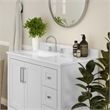 36 Inch Bathroom Vanity with Sink Open Storage and Storage Drawers in White