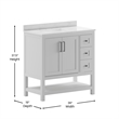 36 Inch Bathroom Vanity with Sink Open Storage and Storage Drawers in White