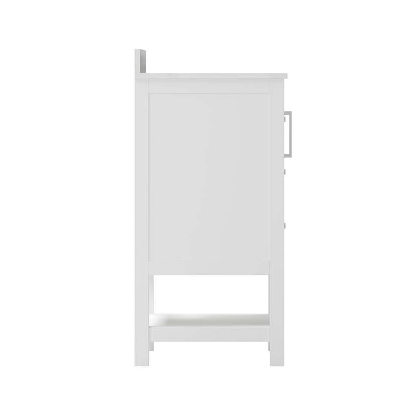 36 Inch Bathroom Vanity with Sink Open Storage and Storage Drawers in White