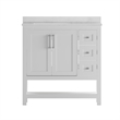 36 Inch Bathroom Vanity with Sink Open Storage and Storage Drawers in White