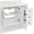 36 Inch Bathroom Vanity with Sink Open Storage and Storage Drawers in Wht/Gold