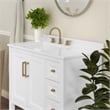 36 Inch Bathroom Vanity with Sink Open Storage and Storage Drawers in Wht/Gold