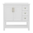 36 Inch Bathroom Vanity with Sink Open Storage and Storage Drawers in Wht/Gold