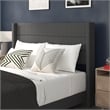 Queen Size Upholstered Platform Bed with Wingback Headboard-Charcoal Faux Linen