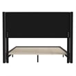 Queen Size Upholstered Platform Bed with Wingback Headboard-Charcoal Faux Linen