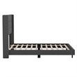 Queen Size Upholstered Platform Bed with Wingback Headboard-Charcoal Faux Linen