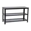 3-Tier Entryway Bench with Mesh Metal Shoe Storage Shelves in Blackwash