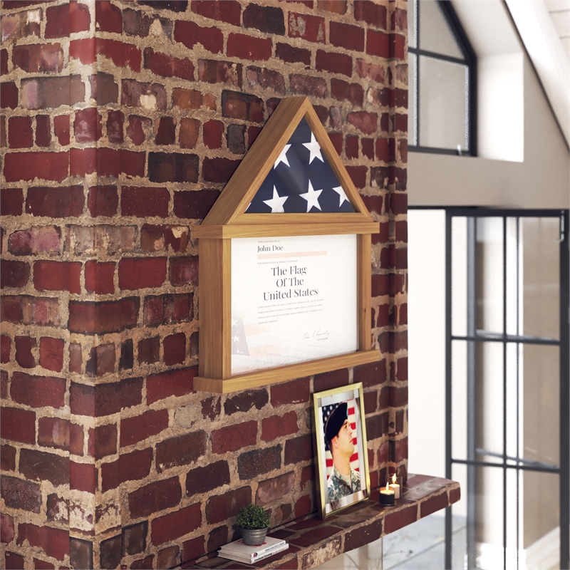 Glass Front Flag Display Case with Certificate Holder-Fits 9x5 Flag-Dark Brown