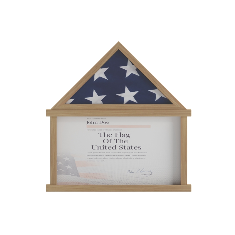 Glass Front Flag Display Case with Certificate Holder-Fits 9x5 Flag-Dark Brown