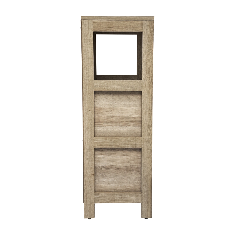 Farmhouse Bathroom Storage Organizer with 2 Drawers and Open Shelf in Brown