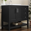 42 Inch Bathroom Vanity with Sink Open Storage and Storage Drawers in Black