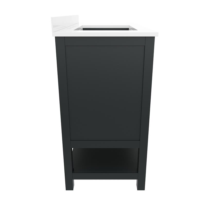 42 Inch Bathroom Vanity with Sink Open Storage and Storage Drawers in Black