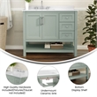 42 Inch Bathroom Vanity with Sink Open Storage and Storage Drawers in Sage