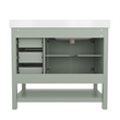 42 Inch Bathroom Vanity with Sink Open Storage and Storage Drawers in Sage