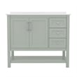 42 Inch Bathroom Vanity with Sink Open Storage and Storage Drawers in Sage