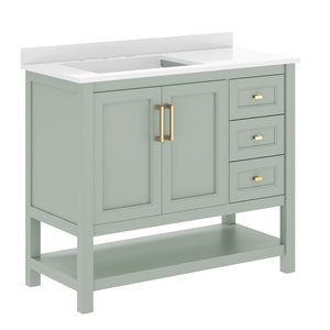 42&quot Bathroom Vanity with Sink Open Storage and Storage Drawers in White