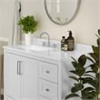 42 Inch Bathroom Vanity with Sink Open Storage and Storage Drawers in White