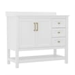 42 Inch Bathroom Vanity with Sink Open Storage and Storage Drawers in Wht/Gold