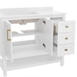 42 Inch Bathroom Vanity with Sink Open Storage and Storage Drawers in Wht/Gold