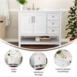 42 Inch Bathroom Vanity with Sink Open Storage and Storage Drawers in Wht/Gold
