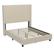 Full Size Upholstered Platform Bed with Channel Stitched Headboard in Beige