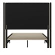 Full Size Upholstered Platform Bed with Channel Stitched Headboard in Beige