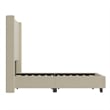 Full Size Upholstered Platform Bed with Channel Stitched Headboard in Beige