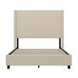 Full Size Upholstered Platform Bed with Channel Stitched Headboard in Beige