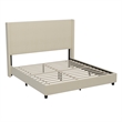 King Size Upholstered Platform Bed with Channel Stitched Headboard in Beige