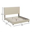 King Size Upholstered Platform Bed with Channel Stitched Headboard in Beige