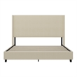 King Size Upholstered Platform Bed with Channel Stitched Headboard in Beige