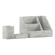 Whitewashed Wooden 3 Piece Organization Set for Desktop Tables or Vanity