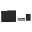 Black Finish Metal and Rustic Wood 3 Piece Desktop or Vanity Organizer Set